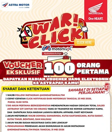 Program War Click Motorku X Resmi Digelar, Konsumen Honda Berpeluang Dapat Cuan Program War Click Motorku X Resmi Digelar, Konsumen Honda Berpeluang Dapat Cuan